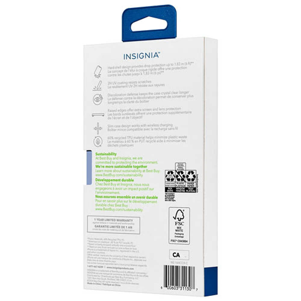 Étui rigide ajusté d'Insignia pour iPhone 16 - Transparent - Exclusivité de Best Buy