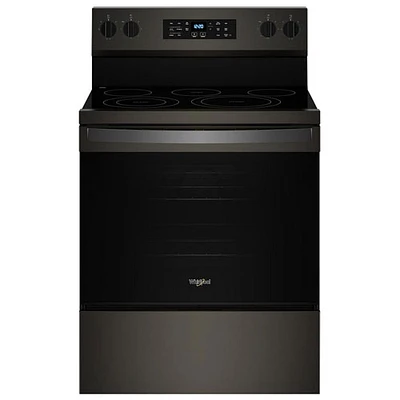 Cuisinière électrique avec convection par ventilateur et friture à l'air chaud 5,3 pi³ 30 po de Whirlpool (YWFES5030RV) - Noir sur inox