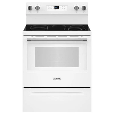 Maytag 30" 5.3 Cu. Ft. Self-Clean 5-Element Freestanding Electric Air Fry Range (YMFES6030RW) - White