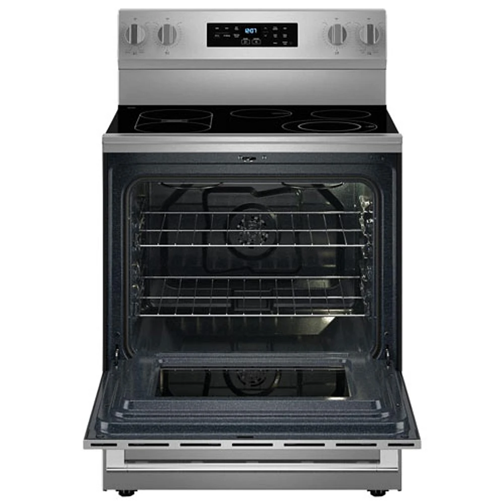 Cuisinière électrique avec four autonettoyant et friture à l'air chaud 5,3 pi³ 30 po de Maytag (YMFES6030RZ) - Acier inoxydable résistant aux traces de doigts