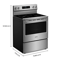 Cuisinière électrique avec four autonettoyant et friture à l'air chaud 5,3 pi³ 30 po de Maytag (YMFES6030RZ) - Acier inoxydable résistant aux traces de doigts