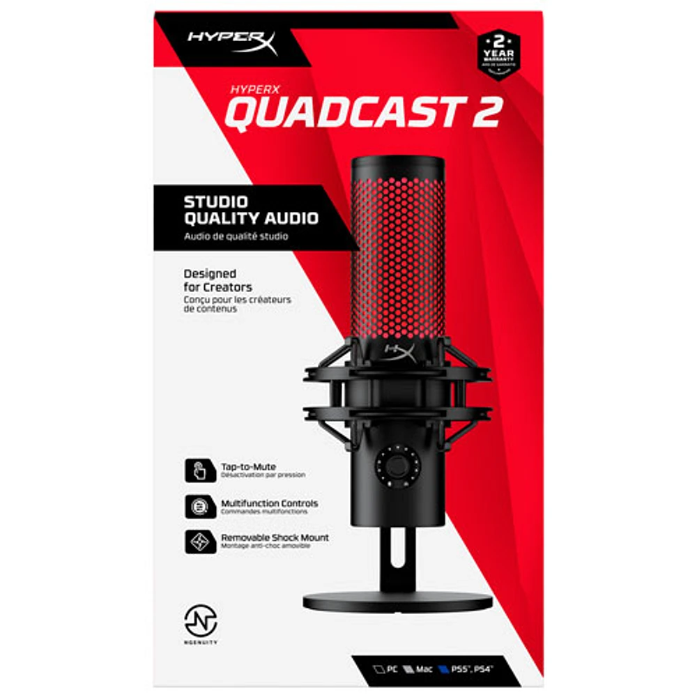 HyperX QuadCast 2 Gaming USB Microphone - Black/Red