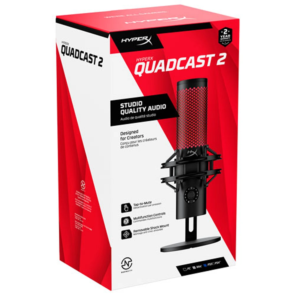 HyperX QuadCast 2 Gaming USB Microphone - Black/Red