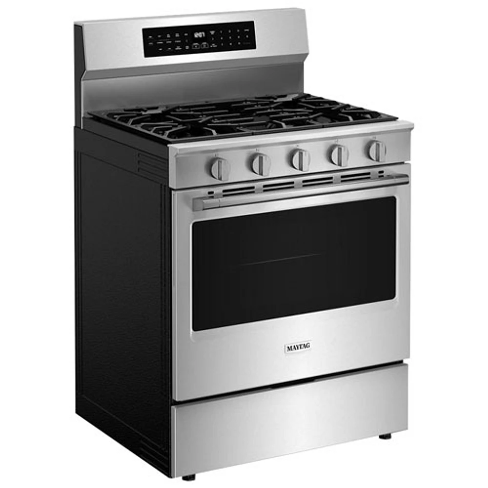 Cuisinière au gaz autonome de 30 po à 5 brûleurs et four autonettoyant de 5 pi³ de GE (MFGS8030RZ) - Inox