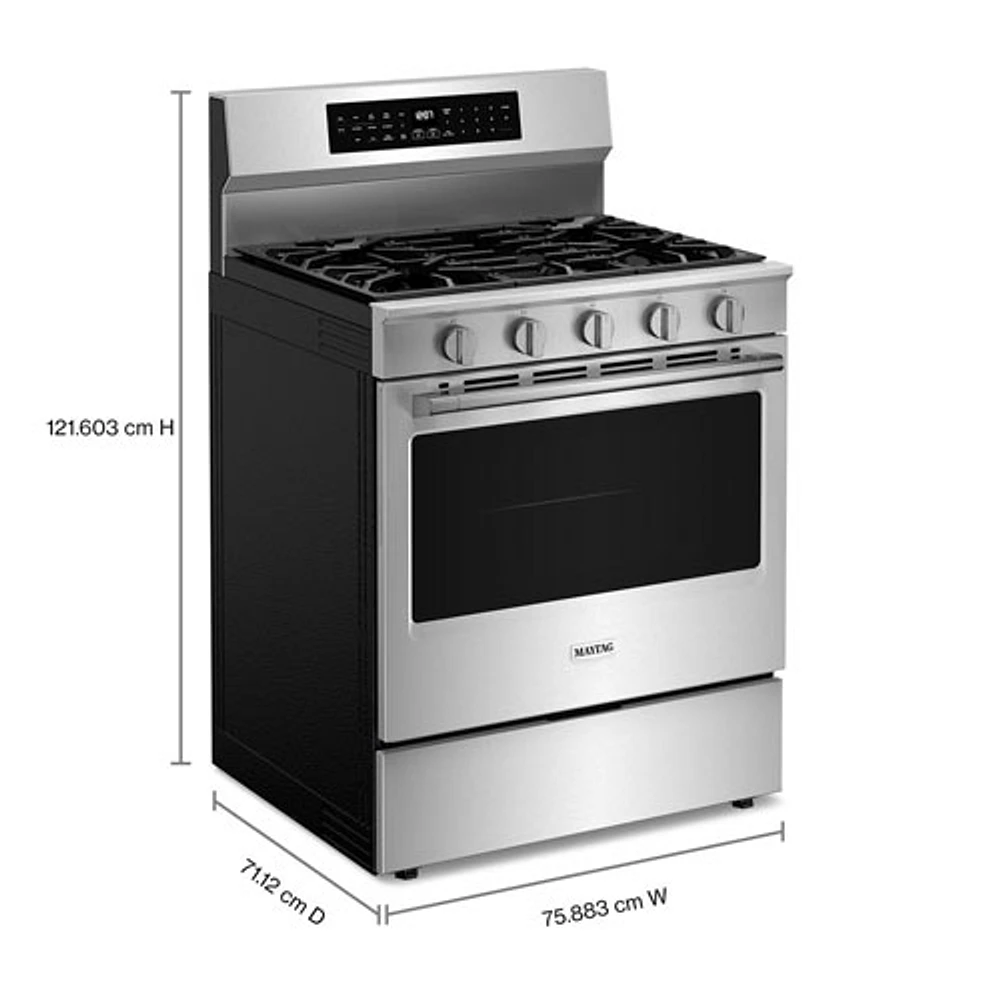 Cuisinière au gaz autonome de 30 po à 5 brûleurs et four autonettoyant de 5 pi³ de GE (MFGS8030RZ) - Inox