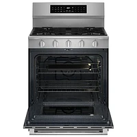 Cuisinière au gaz autonome de 30 po à 5 brûleurs et four autonettoyant de 5 pi³ de GE (MFGS8030RZ) - Inox