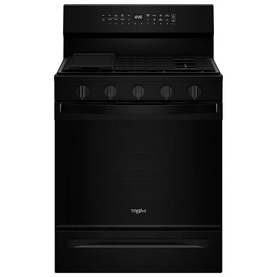 Cuisinière au gaz autonome de 30 po à 5 brûleurs avec four à convection véritable de 5 pi³ de Whirlpool (WFGS7530RB) - Noir