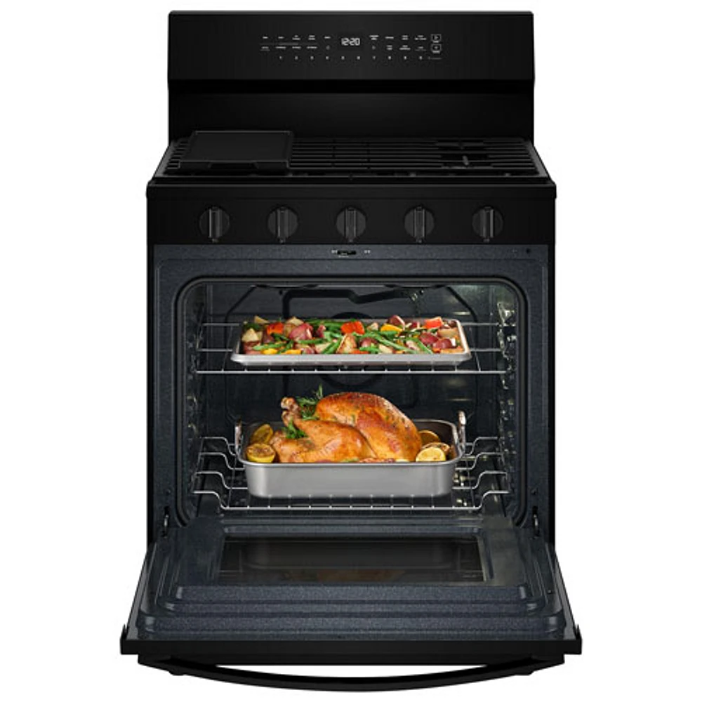 Whirlpool 30" 5.0 Cu. Ft. True Convection 5-Burner Freestanding Gas Range (WFGS7530RB) - Black