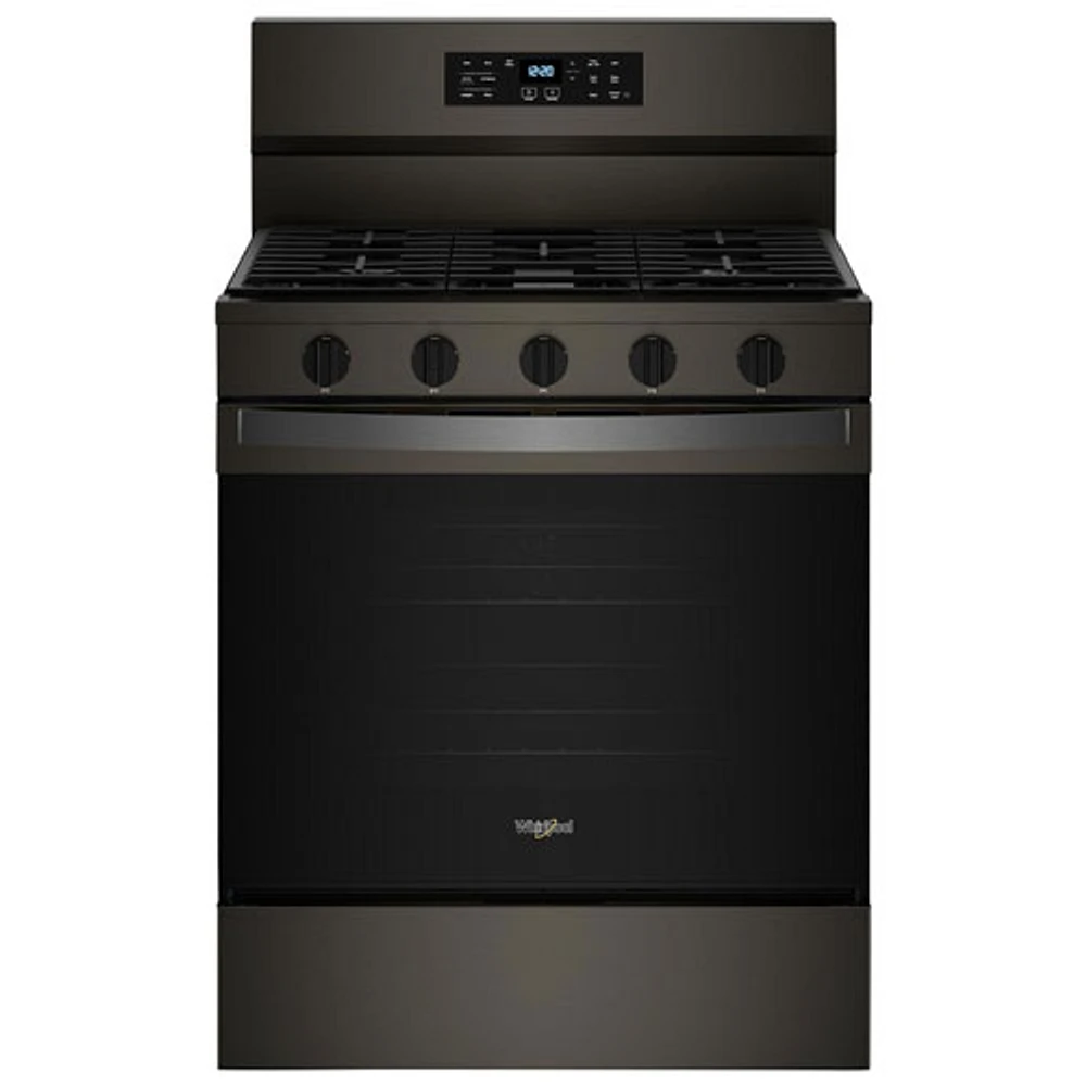 Whirlpool 30" 5.0 Cu Ft Fan Convection 5-Burner Freestanding Gas Air Fry Range (WFGS5030RV) - Black Stainless