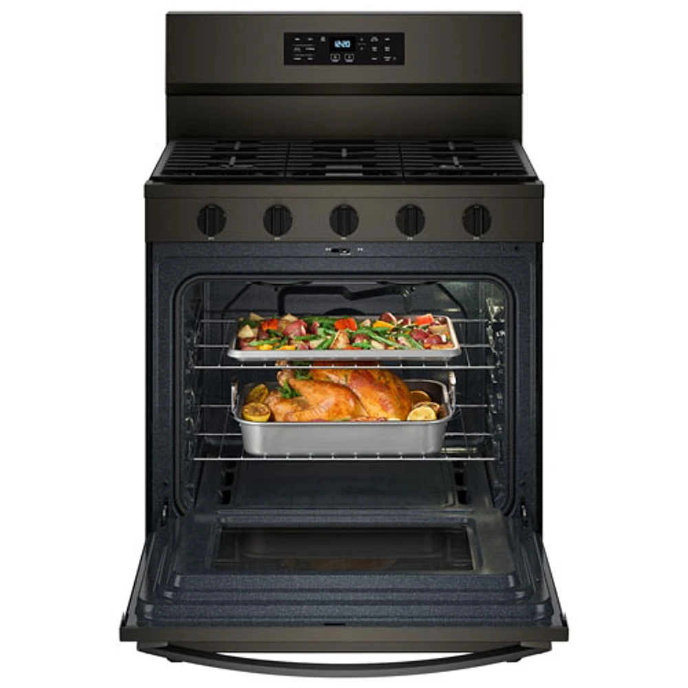 Whirlpool 30" 5.0 Cu Ft Fan Convection 5-Burner Freestanding Gas Air Fry Range (WFGS5030RV) - Black Stainless