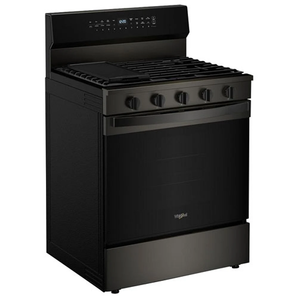 Whirlpool 30" 5.0 Cu. Ft. True Convection 5-Burner Freestanding Gas Range (WFGS7530RV) - Black-on-Stainless