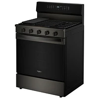 Cuisinière au gaz autonome de 30 po à 5 brûleurs avec four à convection véritable 5,0 pi³ et friture à air chaud de Whirlpool (WFGS7530RV) - Noir sur inox