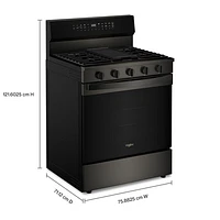 Whirlpool 30" 5.0 Cu. Ft. True Convection 5-Burner Freestanding Gas Range (WFGS7530RV) - Black-on-Stainless