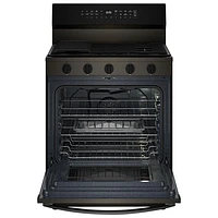 Cuisinière au gaz autonome de 30 po à 5 brûleurs avec four à convection véritable 5,0 pi³ et friture à air chaud de Whirlpool (WFGS7530RV) - Noir sur inox