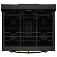 Cuisinière au gaz autonome de 30 po à 5 brûleurs avec four à convection véritable 5,0 pi³ et friture à air chaud de Whirlpool (WFGS7530RV) - Noir sur inox