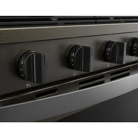 Cuisinière au gaz autonome de 30 po à 5 brûleurs avec four à convection véritable 5,0 pi³ et friture à air chaud de Whirlpool (WFGS7530RV) - Noir sur inox