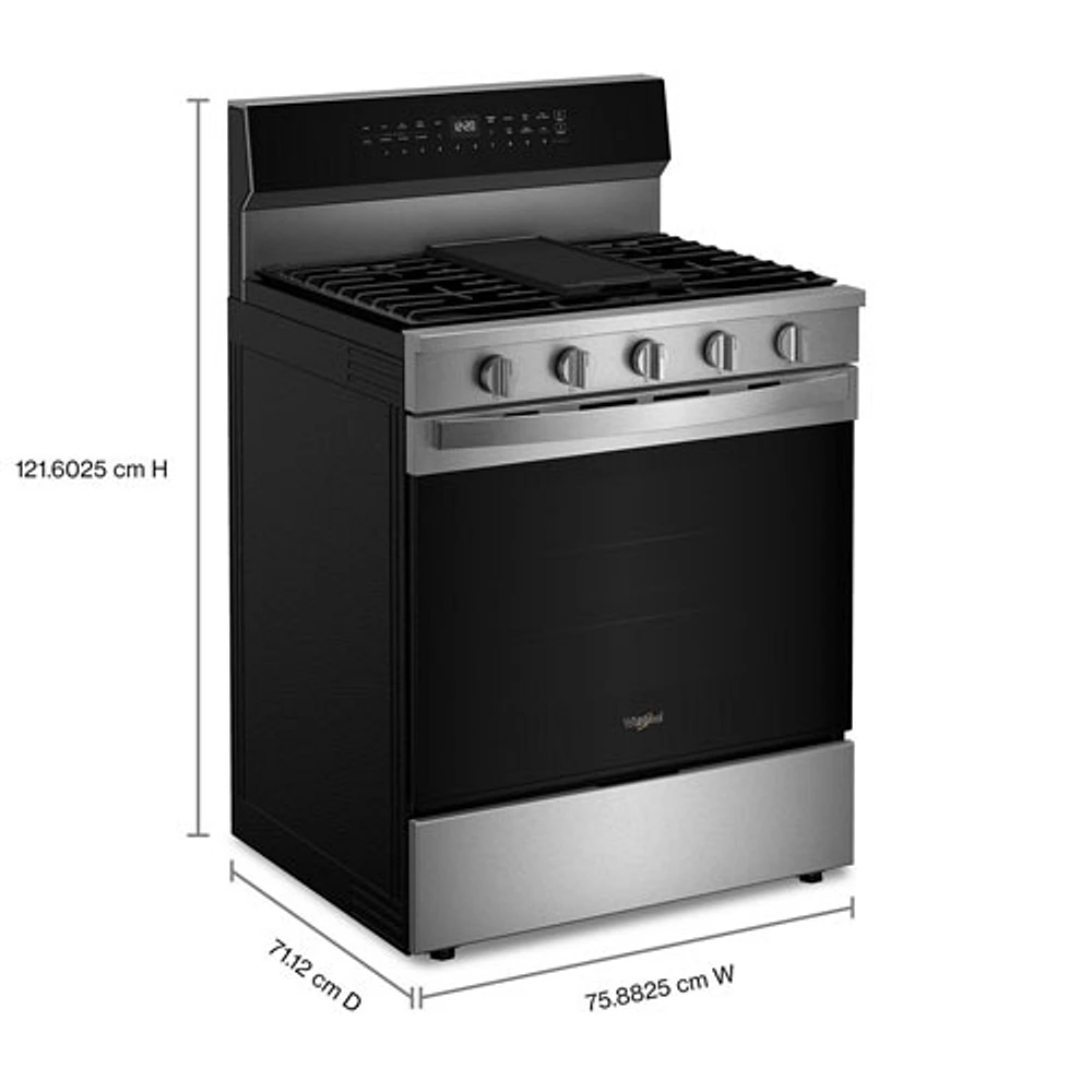 Whirlpool 30" 5.0 Cu. Ft. True Convection 5-Burner Freestanding Gas Range (WFGS7530RZ) - Stainless Steel