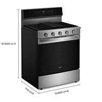 Whirlpool 30" 5.0 Cu. Ft. True Convection 5-Burner Freestanding Gas Range (WFGS7530RZ) - Stainless Steel