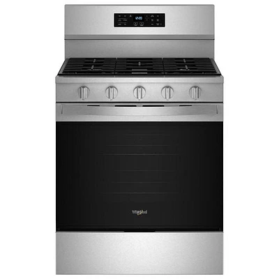 Cuisinière au gaz autonome 30 po avec 5 brûleurs, ventilateur à convection, friture à air chaud et four de 5 pi³ de Whirlpool (WFGS5030RZ) - Inox