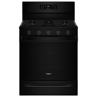 Whirlpool 30" 5.0 Cu. Ft. Fan Convection 5-Burner Freestanding Gas Air Fry Range (WFGS5030RB) - Black