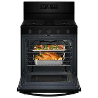 Whirlpool 30" 5.0 Cu. Ft. Fan Convection 5-Burner Freestanding Gas Air Fry Range (WFGS5030RB) - Black