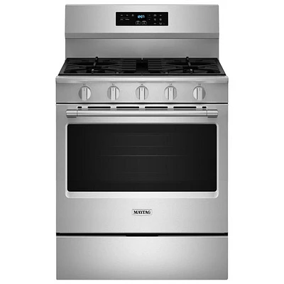 Cuisinière au gaz autonome 30 po avec 5 brûleurs, friture air four, ventilateur à convection et four de 5 pi³ Maytag (MFGS6030RZ) - Inox