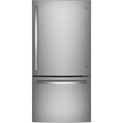 Boîte ouverte - Réfrigérateur à congélateur inférieur 24,8 pi³ 33 po de GE (GDE25EYKFS) - Inox