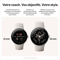 Montre Pixel Watch 3 (GPS) mm de Google avec boîtier en aluminium argenté poli et bracelet sport porcelaine