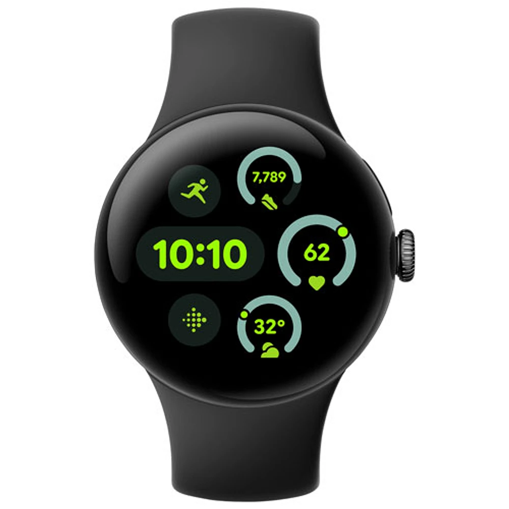 Google Pixel Watch 3 (LTE + GPS) 41mm Matte Black Aluminum Case with Obsidian Active Band