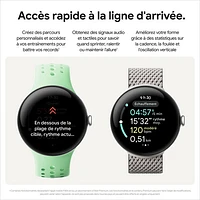 Montre Pixel Watch 3 (GPS) 41 mm de Google avec boîtier en aluminium argenté poli et bracelet de sport quartz rose