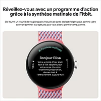 Montre Pixel Watch 3 (GPS) 41 mm de Google avec boîtier en aluminium argenté poli et bracelet de sport quartz rose