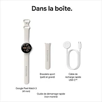 Montre Pixel Watch 3 (GPS) 41 mm de Google avec boîtier en aluminium argenté poli et bracelet de sport quartz rose