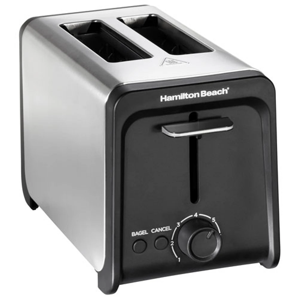 Grille-pain contemporain de Hamilton Beach - 2 tranches - Noir et acier inoxydable