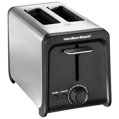 Grille-pain contemporain de Hamilton Beach - 2 tranches - Noir et acier inoxydable