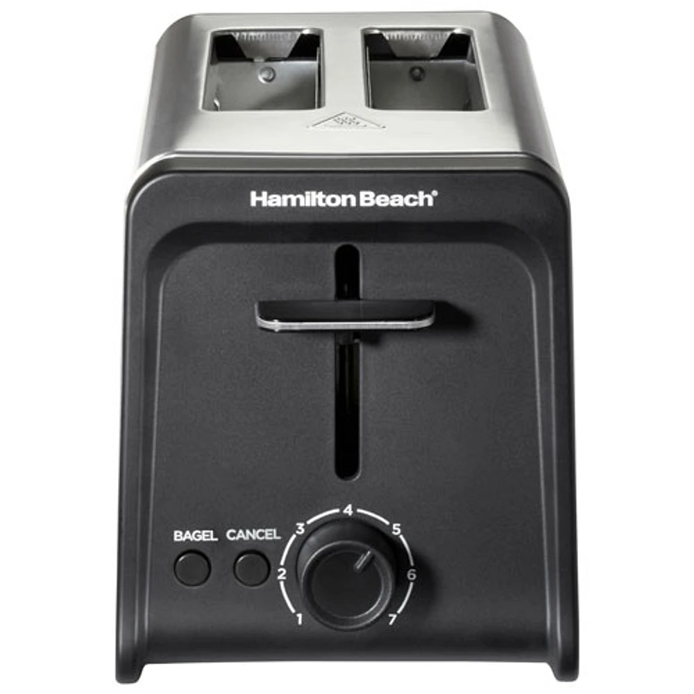 Grille-pain contemporain de Hamilton Beach - 2 tranches - Noir et acier inoxydable
