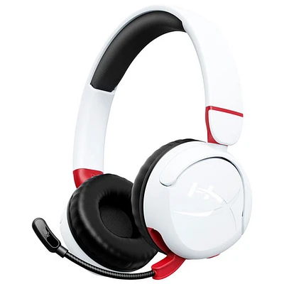 Casque d'écoute supra-auriculaire 100 % sans fil à isolation sonore Cloud Mini de HyperX - Blanc/Rouge