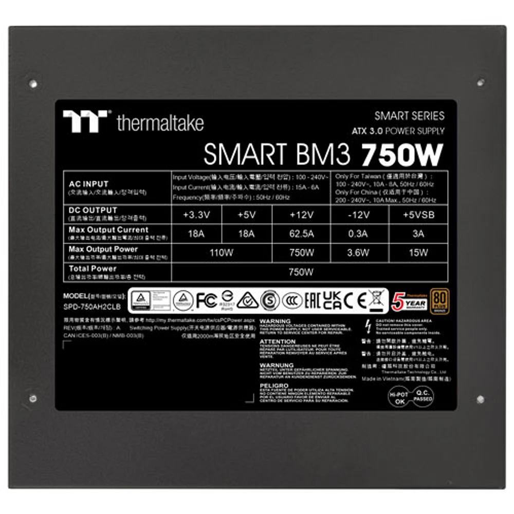 Thermaltake Smart BM3 80 PLUS -Watt ATX3.1 Semi-Modular Power Supply