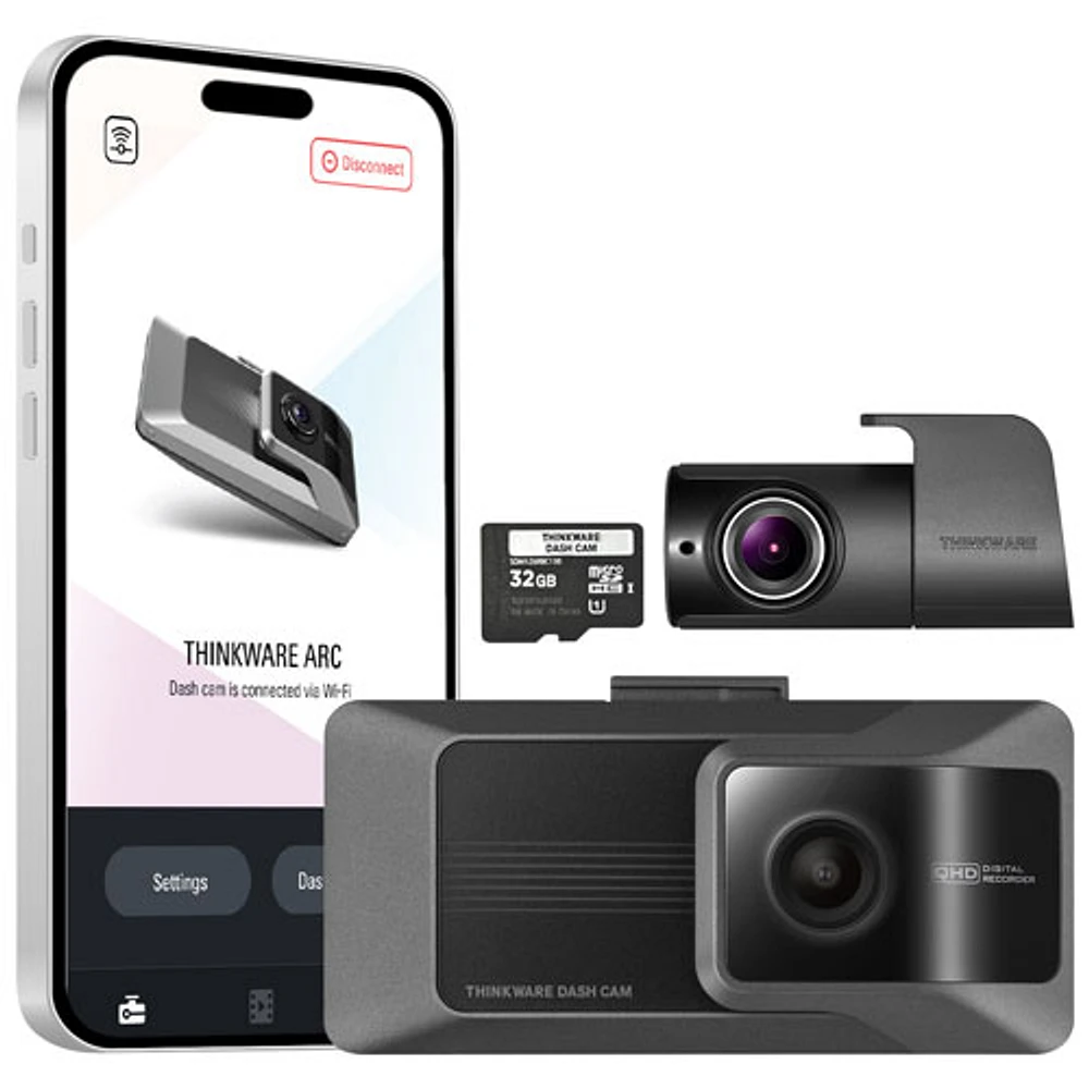 Thinkware ARC 2K QHD Dash Cam with Rear View Camera & GPS