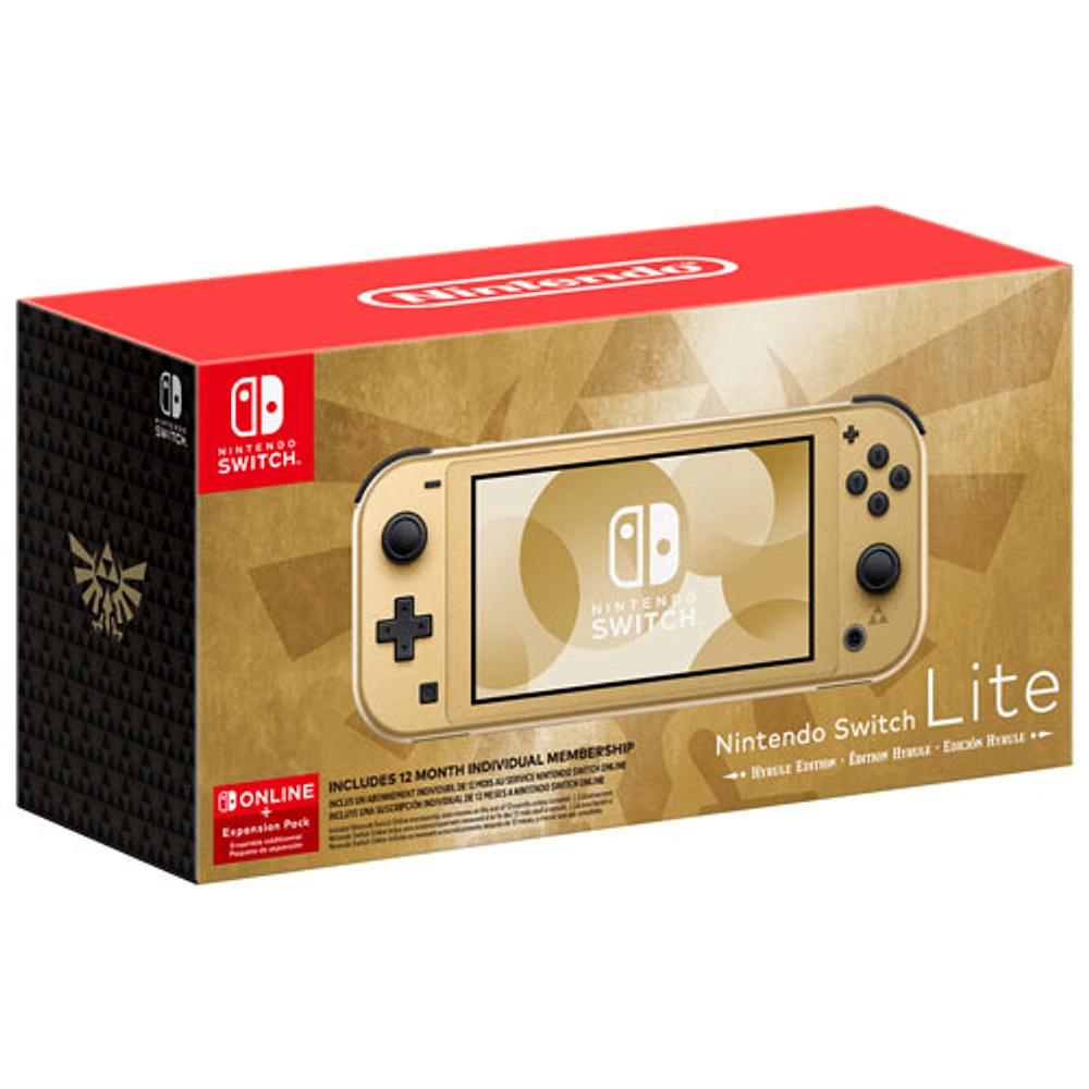 Nintendo Switch Lite: Hyrule Edition with 12-Month Online + Expansion Pack Membership - Gold