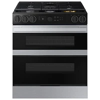 Cuisinière biénergie encastrable avec friture à air chaud à deux fours et 5 brûleurs 30 po de Samsung (NSY6DG8550SRAC) - Acier inoxydable