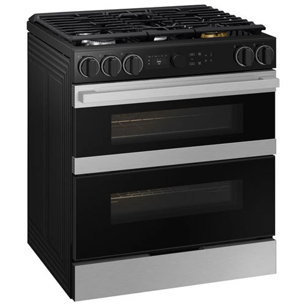 Samsung 30" Cu. Ft. Double Oven 5-Burner Slide-In Dual Fuel Air Fry Range (NSY6DG8550SRAC) - Stainless