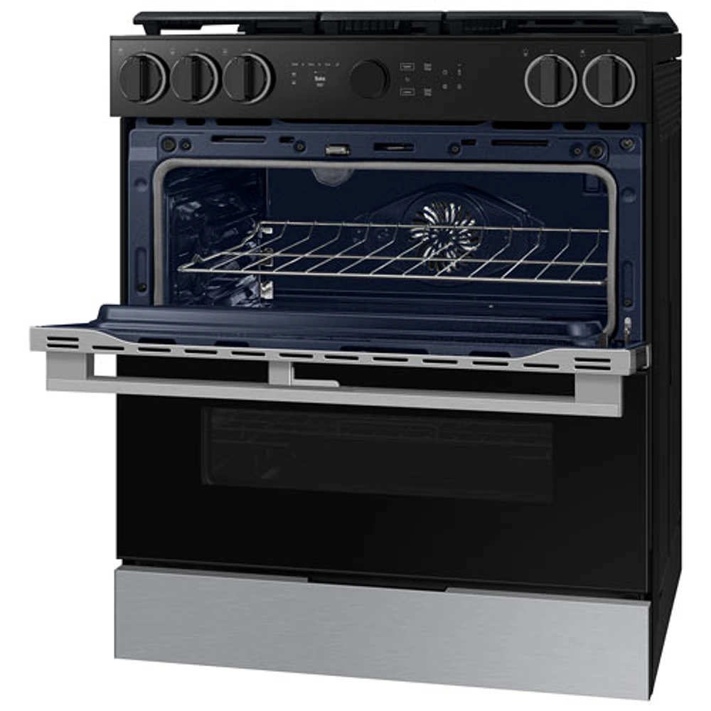 Samsung 30" Cu. Ft. Double Oven 5-Burner Slide-In Dual Fuel Air Fry Range (NSY6DG8550SRAC) - Stainless