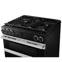 Samsung 30" Cu. Ft. Double Oven 5-Burner Slide-In Dual Fuel Air Fry Range (NSY6DG8550SRAC) - Stainless