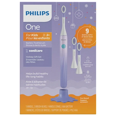 Philips One by Sonicare Kids Electric Toothbrush Holiday Bundle (HY113001PUHOL) - Purple