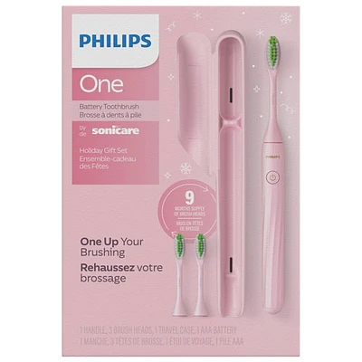 Ensemble des Fêtes avec brosse à dents électrique Philips One par Sonicare (HY110006PIHOL) - Rose