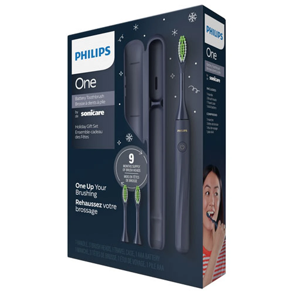 Philips One by Sonicare Electric Toothbrush Holiday Bundle (HY110004NAHOL) - Midnight Blue