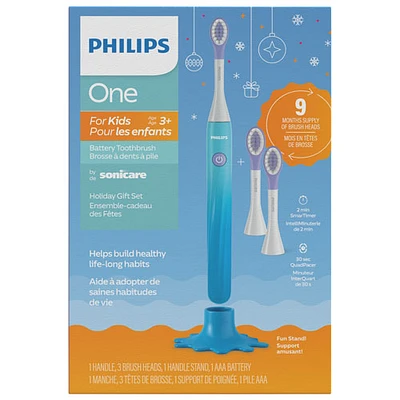 Philips One by Sonicare Kids Electric Toothbrush Holiday Bundle (HY113002BLHOL) - Blue