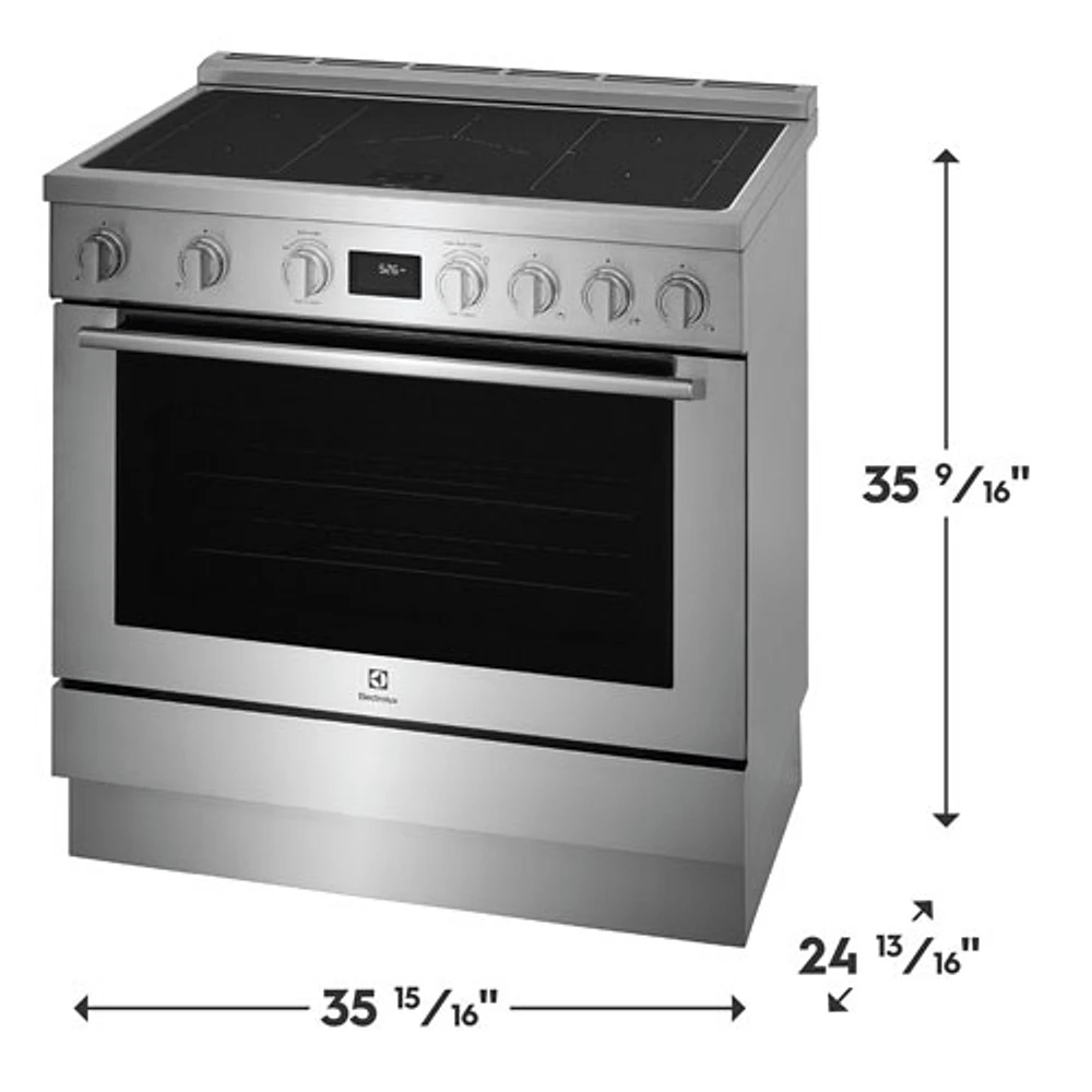 Cuisinière à induction autonome à 5 éléments avec convection véritable 4,4 pi³ 36 po d'Electrolux (ECFI3668AS) - Inox