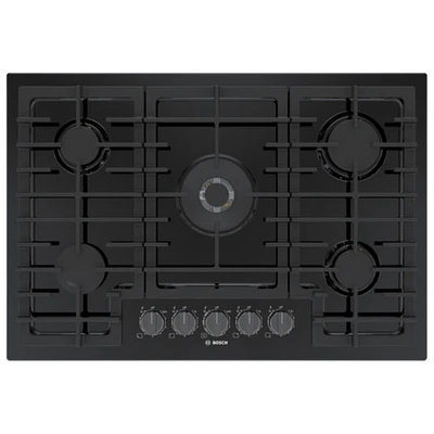 Surface de cuisson au gaz à 5 brûleurs de 30 po de Bosch (NGM8049UC) - Noir