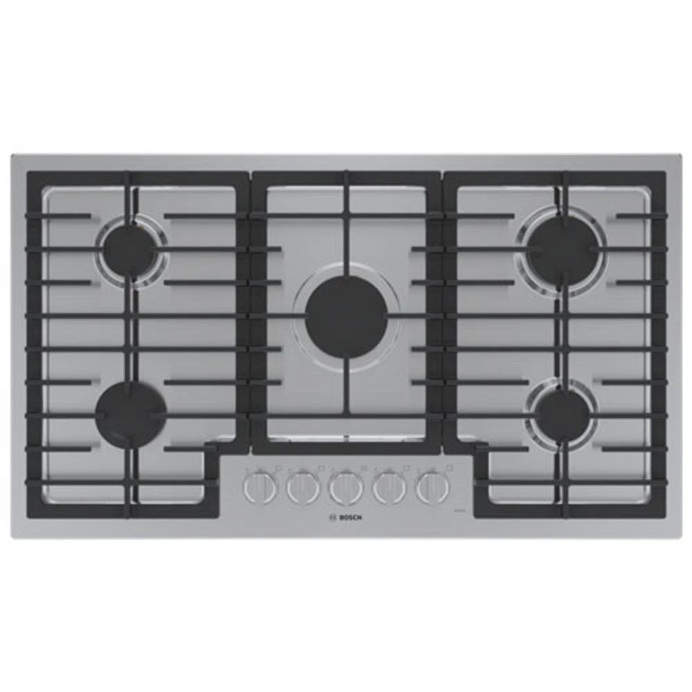 Surface de cuisson au gaz à 5 brûleurs de 36 po de Bosch (NGM5659UC) - Acier inoxydable